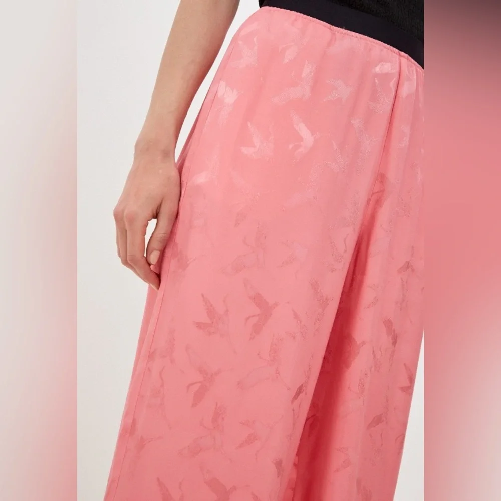 MAJE Pink Bubblegum Pala Satin-Jacquard Wide-Leg Pants. Size 36 - Picture 7 of 16